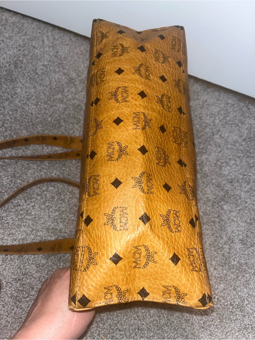 MCM Leather Iconic Cognac & Black Visetos Motif Shoulder Crossbody Bag - Picture 8 of 14
